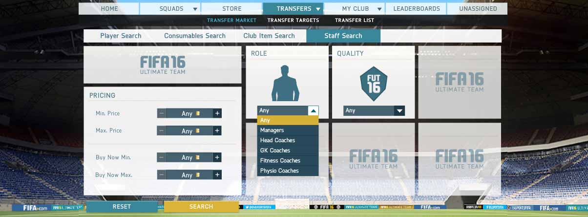 FIFA 16 Ultimate Team Staff Guide