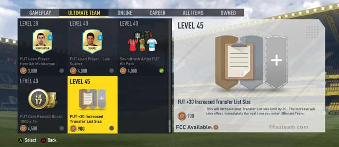 FIFA 17 Catalogue Items for FIFA 17 Ultimate Team