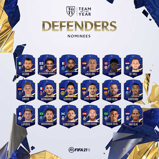 FIFA 21 TOTY Defenders Nominees