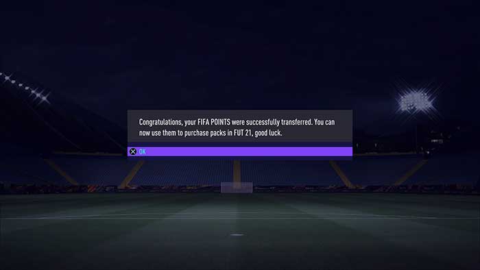 FIFA Points Transferred for FIFA 21