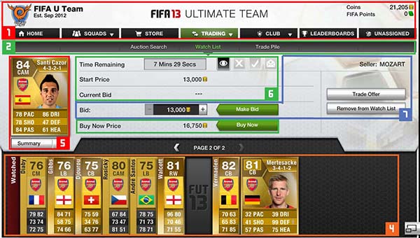 FUT 13 Web App - Watch List