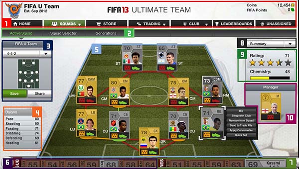 FUT 13 Web App - Squad Menu