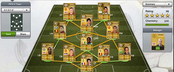 FIFA 13 Ultimate Team Barclays PL Gold Squad