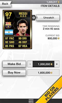 FUT App for Android - Bidding