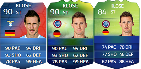 Record Breaker Miroslav Klose got a Special FUT 14 Card