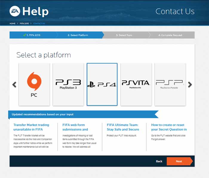 EA Sports FIFA 17 Support Contact