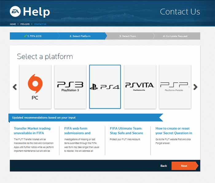 EA Sports FIFA 16 Support Contact
