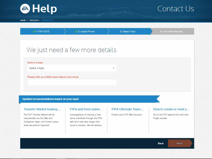 EA Sports FIFA 16 Support Contact