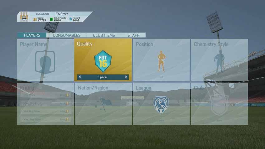 User Interface Improvements of FIFA 16 Ultimate Team