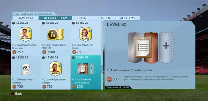 EAS FC Catalogue Items for FIFA 16 Ultimate Team