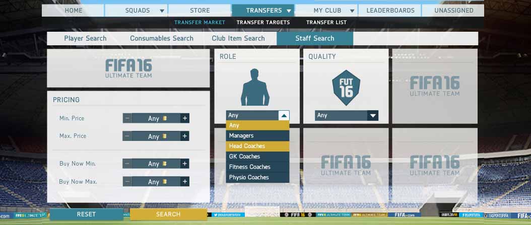 Guia de Treinadores para FIFA 16 Ultimate Team