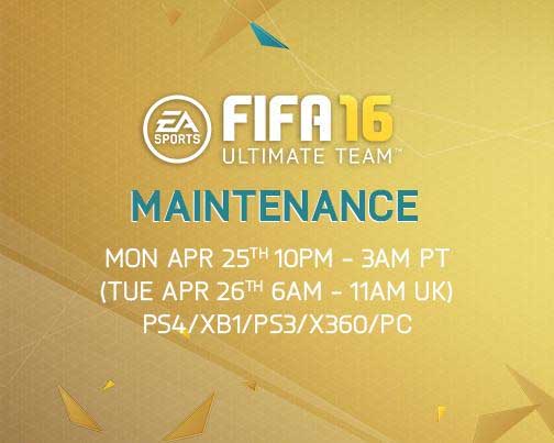 Complete List of FIFA 16 Maintenance Times