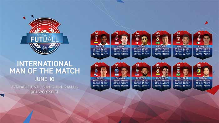 Todas as Cartas International Man of the Match (iMOTM) de FIFA 16