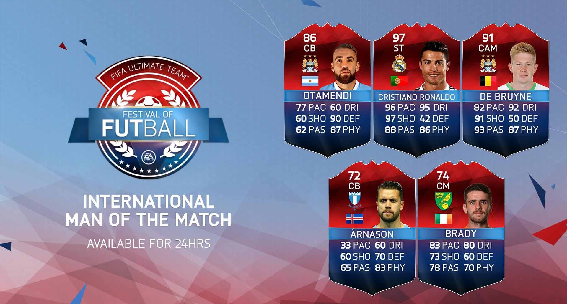 Todas as Cartas International Man of the Match (iMOTM) de FIFA 16