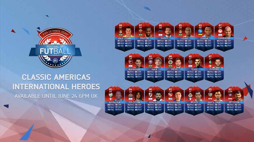 Heróis Clássicos Internacionais em FIFA 16