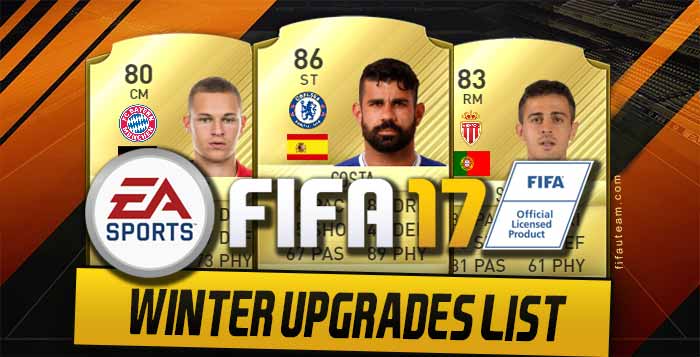 Lista dos Upgrades de Inverno de FIFA 17 Ultimate Team