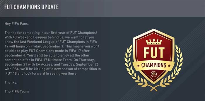 Notícias de FUT Champions para FIFA 18 Ultimate Team