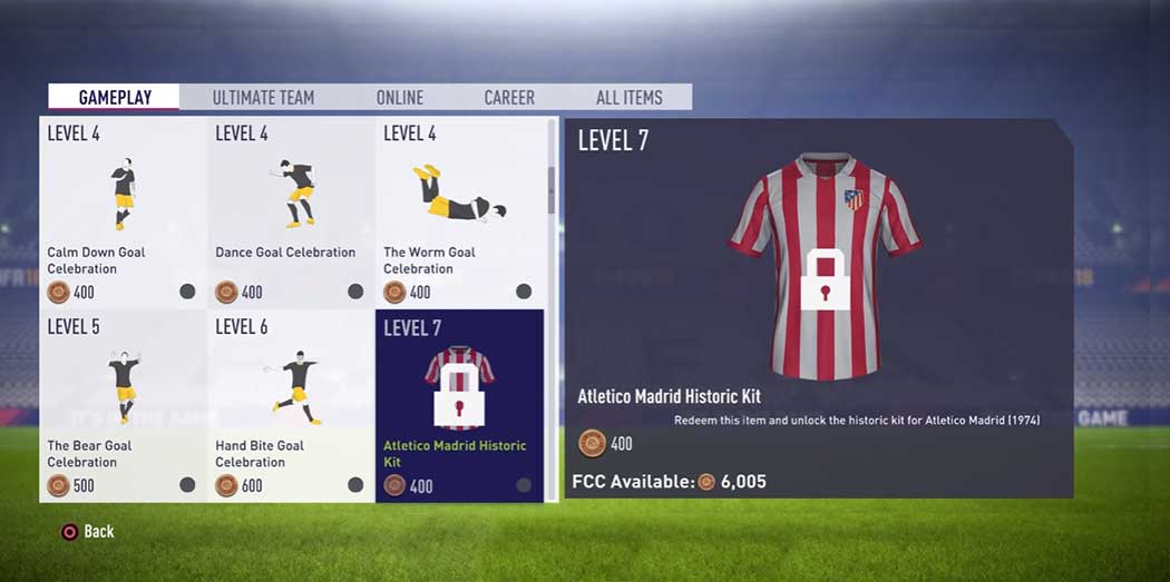 FIFA 18 Catalogue Items for FIFA 18 Ultimate Team