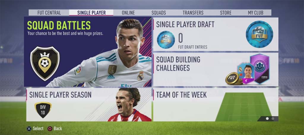 FIFA 18 Ultimate Team Single Player Modes