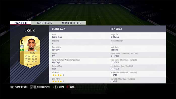 FIFA 18 Gabriel Jesus Player Guide and Review