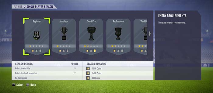 FIFA 18 Ultimate Team Single Player Modes