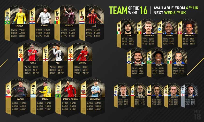 FIFA 18 TOTW 16