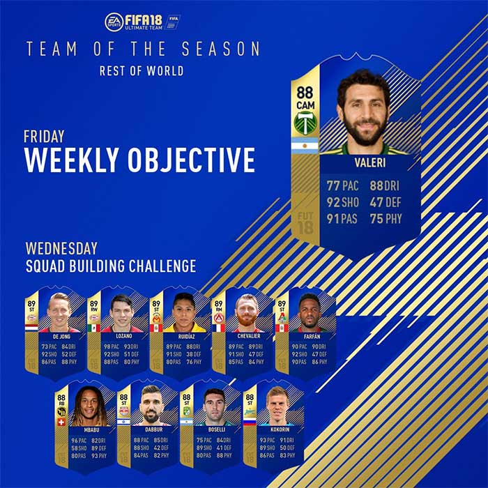 TOTS do Resto do Mundo para FIFA 18 Ultimate Team