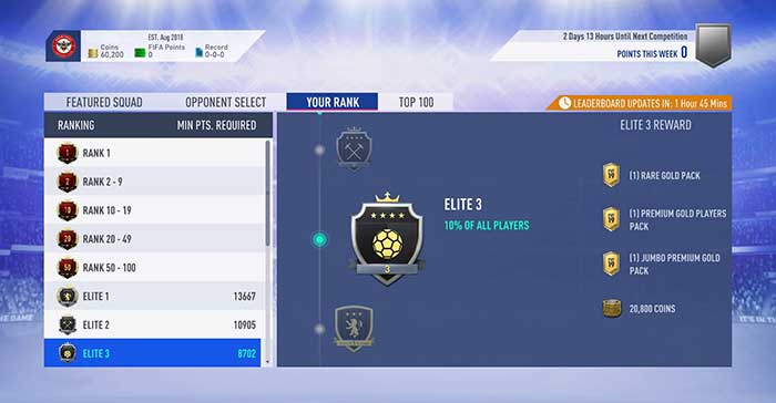 Squad Battles para el Ultimate Team en FIFA 19