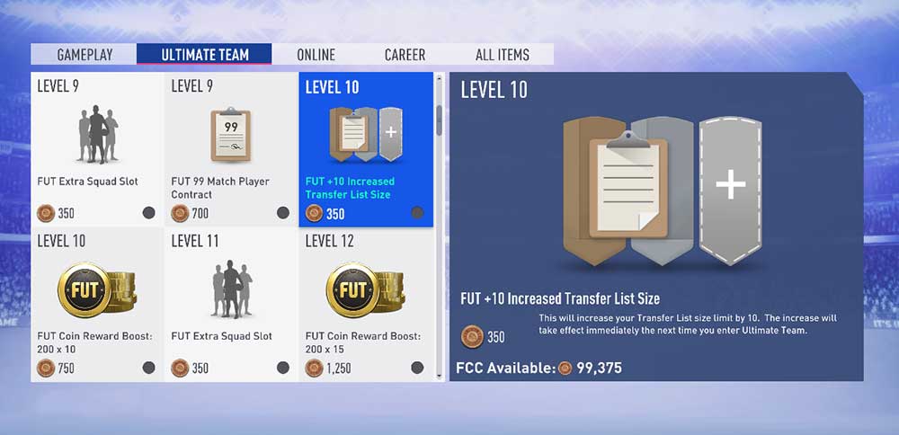 FIFA 19 Catalogue Items for FIFA 19 Ultimate Team