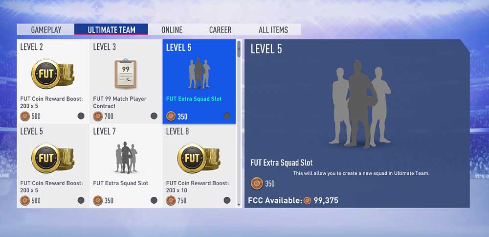 FIFA 19 Catalogue Items for FIFA 19 Ultimate Team