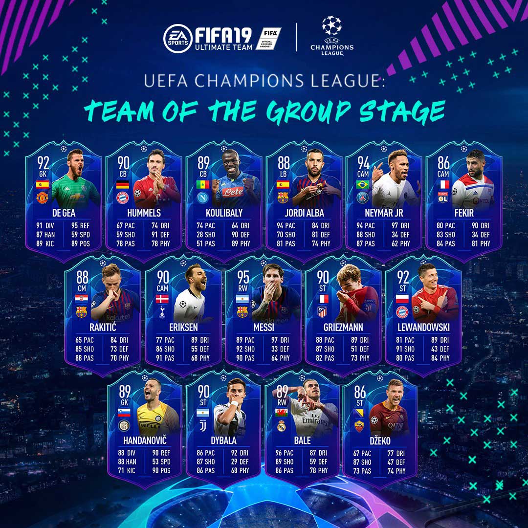 Cartas UEFA Team of the Group Stage en FIFA 19