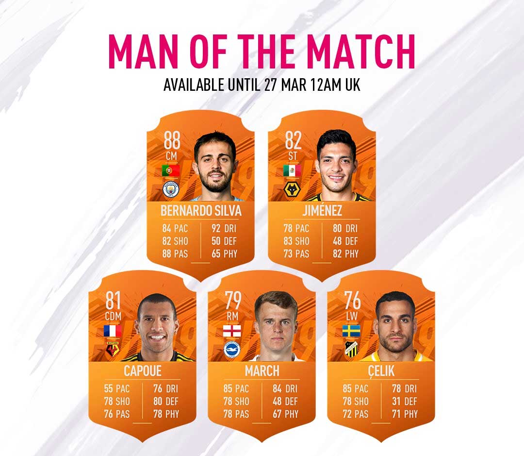 FIFA 19 Man of the Match Cards List