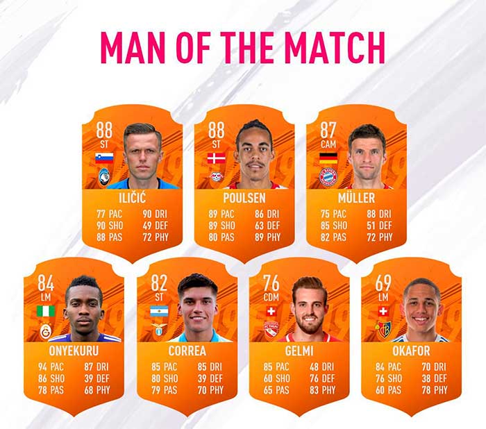 FIFA 19 Man of the Match Cards List