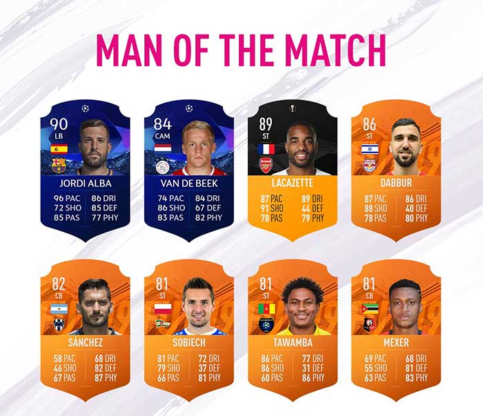 FIFA 19 Man of the Match Cards List