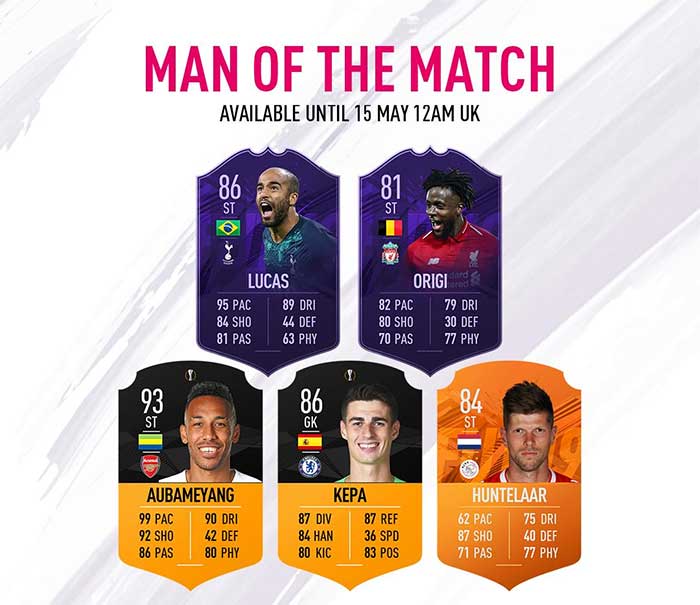 FIFA 19 Man of the Match Cards List